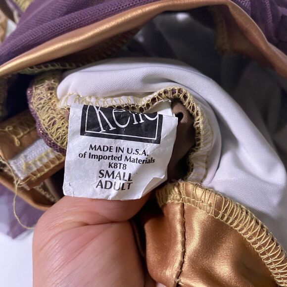 Kelle custom solo 2 piece look leotard Dance Costume purple gold faux leather SA - Picture 10 of 10